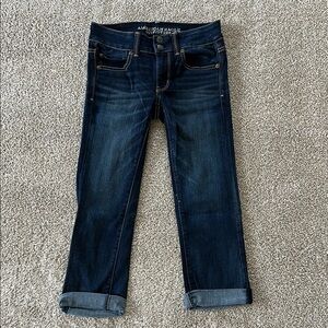 American Eagle Outfitters Women's Dark Artist Cropped Blue Jeans
